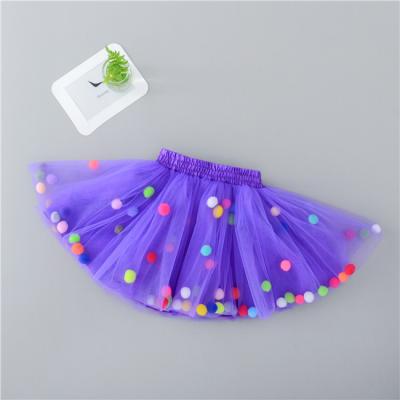 China Breathable Popular Babies Tutu Skirts With Colorful Balls Ruffles Short Baby Dresses Wholesale for sale