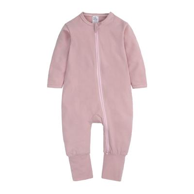 China Wholesale 100% Cotton Baby Clothes Toddler Plain Zipper Jumpsuit Baby Onesie Onesie for sale