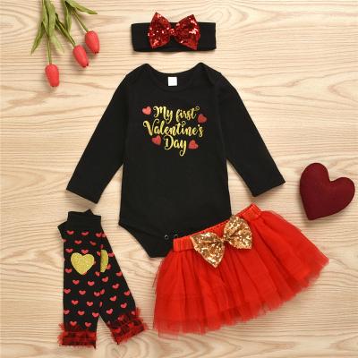 China Hot Selling Newborn Baby Clothes Breathable Set 4pcs Baby Clothing Outfits Valentine Newborn Baby Outfit for sale