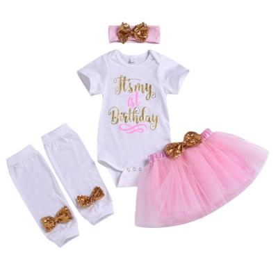 China Polyester/Cotton My First Birthday Baby Clothes Sets Creative Design Romper Newborn Baby Clothes Cheap Wholesale for sale