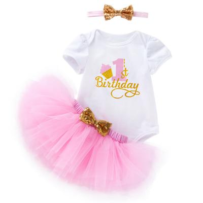 China Breathable Warm Newborn Baby Dress Newborn Birthday Dress Baby Party Wear First Selling Birthday Outfit For Baby for sale