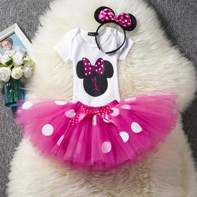 China Breathable Hot Style Mickey Kids Dress Short-sleeve Pompadour Style Hairstyle Dress Baby Birthday Dress for sale