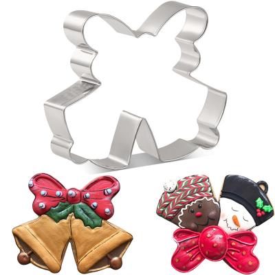 China Sustainable Christmas Double Bell Cookie Cutter Stainless Steel Winter Cookie Fondant Bread Sandwich Mold for sale