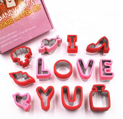 China Metal Viable Lover's Day Cake Mold Fancy Fondant Letter Cookie Cutters I O V E Y U Shapes Set 13pcs for sale