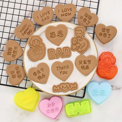 China Sustainable Father's Day Thanksgiving Cookie Cutter Mold Tools and Mother's Day Happy Cartoon Cookie Mold for sale