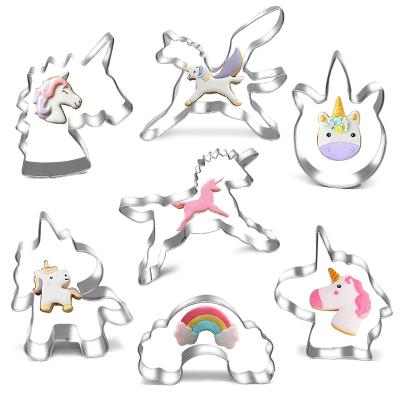 China Viable Cartoon Unicorn Cookie Cutter Mold Stainless Steel Fondant Cake Cookie Cutter Mold Set for sale