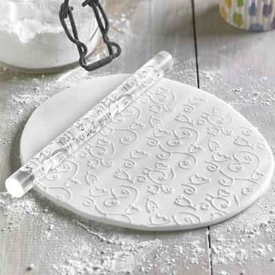 China Viable Custom Non-Stick Acrylic Cake Fondant Decorative Textured Embossing Pattern Pin for sale