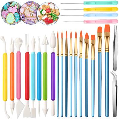 China Viable 24 Piece Cookie Crafts Decorating Pen Tool Kit Fondant Sugar Craft Cake Cut Out Tools Pastry Pen for sale