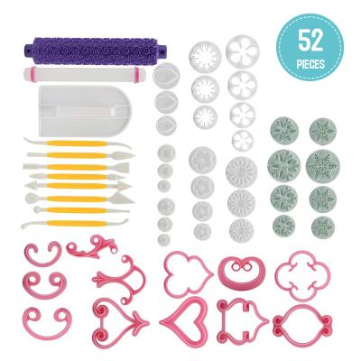 China 52PCS Viable Fondant Cutter Cake Decorating Kit Sugar Craft Icing Cake Decorating Pen Flower Modeling Tools Fondant Tools for sale