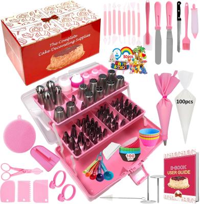 China Viable Universal 359pcs 3 Layer Toolbox Cake Decorating Supplies Kit Piping Bags Cake Decorating Set for sale