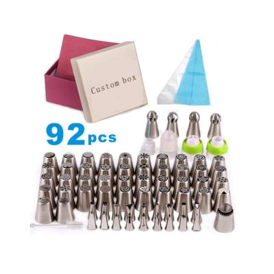 China Viable Amazon Sells 92pcs Russian Piping Tips Set Russian Nozzles Set Icing Piping Tips And Ruffle Piping Tips Sets for sale