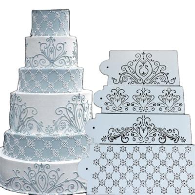 China Cake Decorating Tool Side Rim Embossing Die Damask Lace Flower Border Stencil Stencil Cake Baking Baking Tools Cake Decorating Set for sale