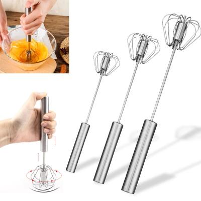 China Viable Semi-automatic Hand Mixer Manual Individual Hand Beater 304 Stainless Steel Egg Shaker Kitchen Accessories Egg Turning Tools for sale