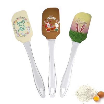 China Wholesale Easter Stick Food Grade Silicone Sustainable Cake Non Skim Butter Icing Cooking Spatula Scraper Espatula for sale