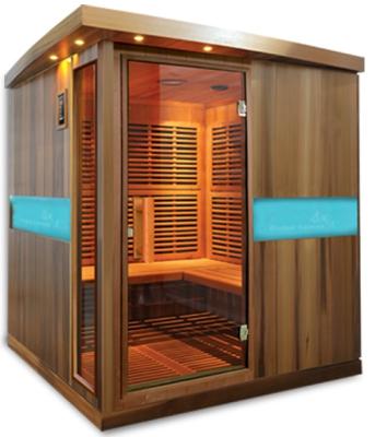 China New Style Computer Control Panel Outdoor Wooden 4 Person Far Infrared Sauna for sale