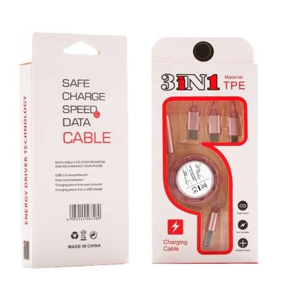 China Cantell MP3/MP4 Player 3 in 1 Charger Cable with C Box Cable Universal Retractable 3 in 1 USB Charging Cable for sale