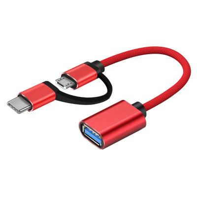 China Cantell MP3/MP4 Player 2 In 1 Micro Type C USB Otg Adapter Cable Type-C To Usb 2.0 OTG Adapter Micro To Usb OTG Cable For Mobile Phone for sale