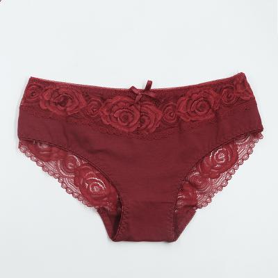 China Factory price panties quality cotton lace and bow embellishment antibacterial cheap ladies underwear for sale