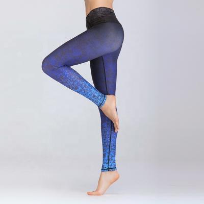 China Antibacterial Recycled High Waist Yoga Pants Women's Fitness Sports Gaiters Printing Elastic Gym Workout Tights for sale