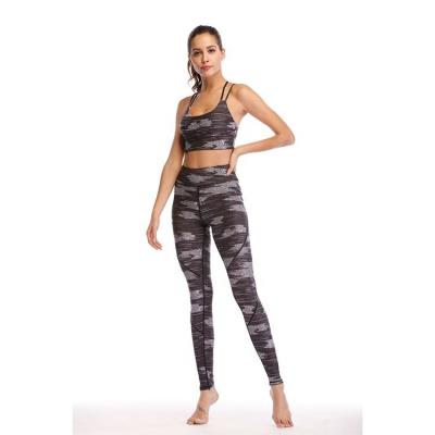 China Sexy Antibacterial Gym Wear Women Ocean Print Sportswear Set Fitness Clothing Fitness Clothing Sport Suit Padded Leggings Yoga Set for sale