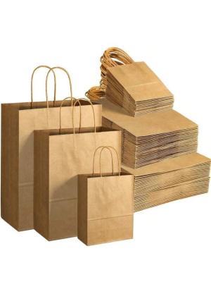 China Eco Friendly Brown Paper Gift Bag With Self Adhesive Closure for sale