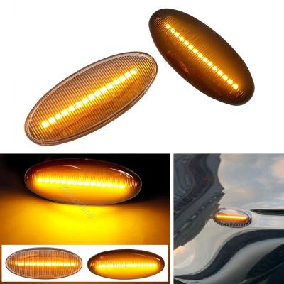 China Amber Frontier Fiera Pickup Terrano Skystar LED Dynamic Side Beacon Light 1998-2005 Microns For Nissan Navara D22 NP300 Datsun for sale