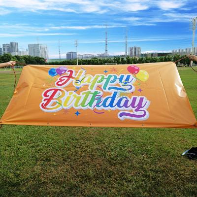 China Advertising Display Banners Custom Printing Happy Birthday Outdoor Party Promotional Flags Roll Up Flags Banners for sale