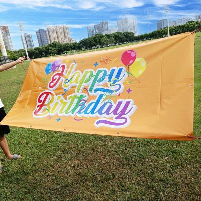 China Advertising Display Banners Custom Printing Flags Outdoor Promotional Party Roll Up Happy Birthday Flags Banners for sale