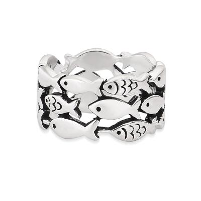 China 925 Sterling Silver Jewelry Cute Fish Retro Fashionable Animal Creative Personality Adjustable Birthday Gift Rings for sale