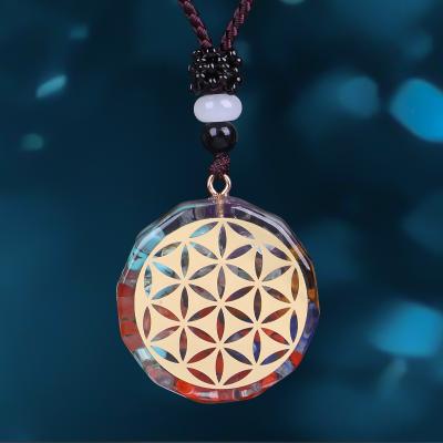 China High Quality Orgonite Necklace Sri Yantra Geometry Tiger Eye Energy Necklace For Men Women Pendant Sacred Jewelry for sale