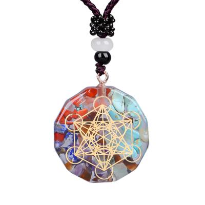 China Orgonite Pendant Necklace High Quality Sri Yantra Geometry Chakra Energy Necklace Sacred Meditation Jewelry for sale