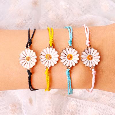 China Latest New Fashion Summer Ethnic Beach Fun Handmade Braided Flower Daisy Bracelet for sale