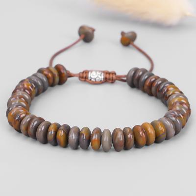 China Friendship Ethnic Stone Bracelets Disc Shape Bracelet Couples Bracelets Handmade Natural Stone Jewelry for sale