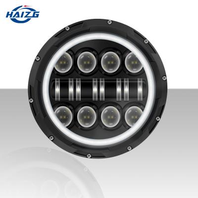 China Aluminum+PC HAIZG 7 Inch Super Shine Round Led Headlight 45w 80v DRL Light For Truck High Low Beam Car Accessories for sale