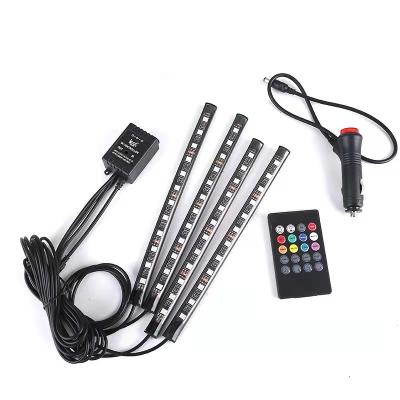 China PVC+Silicon HAIZG Car Ambient Light Led Strips 12LED Remote Control Interior Lighting For All Cars RGB Atmosphere Lamp 5050 Led Light for sale