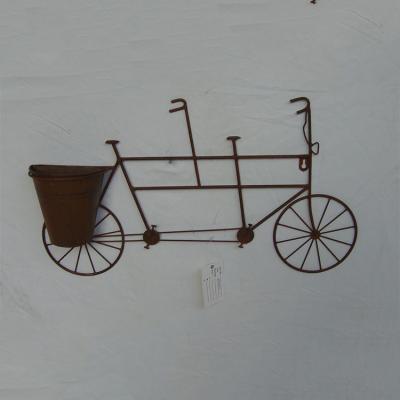 China Bicycle Bike Shape Home Decoration Metallic Wall Decor With Art Bucket for sale