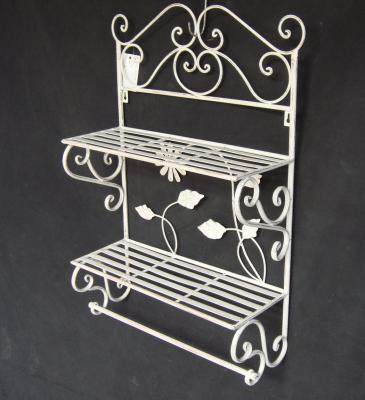 China Home Decorative Classic Storage Iron Metal Wall Sleek White Rack Viable for sale