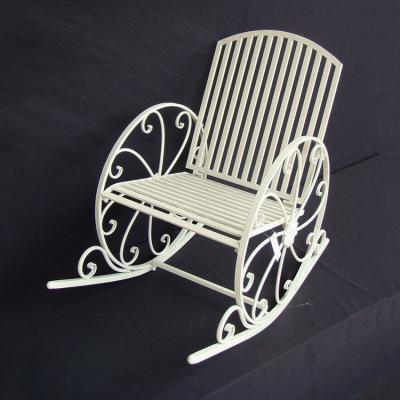 China Garden Chair Solid Wood White Outdoor Modern Iron Metal Rocking Garden Chair for sale