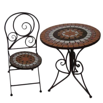 China Garden Set Garden Furniture Tables And Chairs Metal Folding Mosaic Furniture for sale