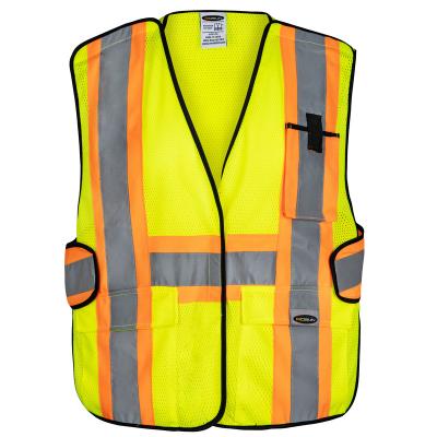 China Popular Two-Tone Adjustable Increased Visibility Mesh Security Lightweight Safety Vest Loose Vest With Pockets for sale