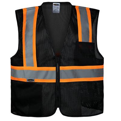 China Breathable Safety Vest ANSI Standard 2 Pockets High Visibility Enhanced Mesh Safety Vest With Reflective Zipper for sale