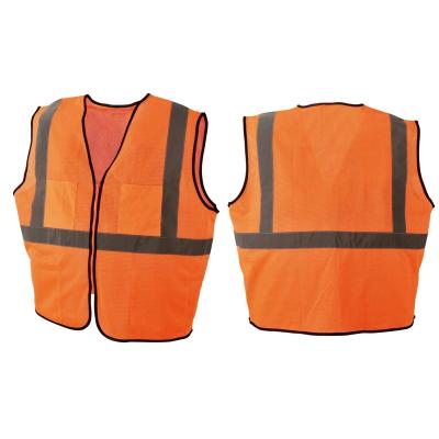 China Breathable Muti-pockets High Visibility Safety Vest Reflective Mesh Orange Safety Vest With Black Fastener for sale