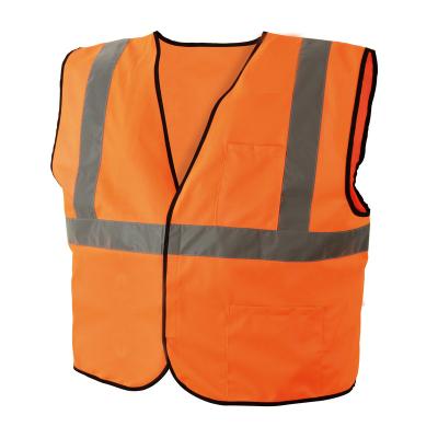 China Breathable Safety Vest High Visibility Polyester 100% Reflective Solid Orange Vest With Black Tether for sale