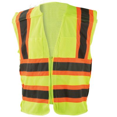 China ANSI Breathable Class 2 Two Tone 100% Polyester Mesh High Visibility Reflective Safety Vest With Zipper Closure for sale