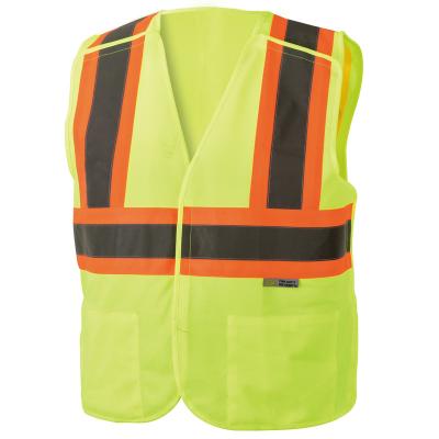 China Class 2 ANSI Safety Reflective Vest 100% Polyester Breathable Two Tone High Visibility Solid With Hook And Loop Closure for sale