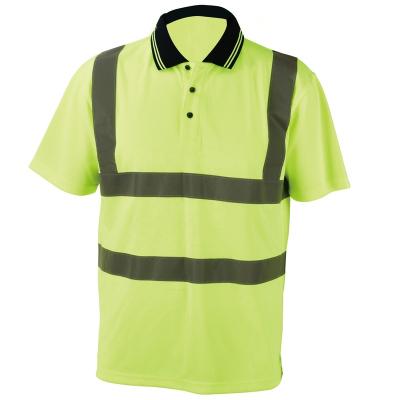 China High Visibility ANSI Standard Class 2 Strength Polo Shirt Men Workwear Reflective Short Sleeve Hi Safety Shirt For Men for sale