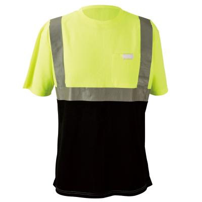 China Black Bird-eye Reflective High Mesh Polyester Class 2 ANSI Hivis Visibility Safety Lower Shirt With Logo Customized For Construction for sale