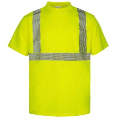 China High Transfer Reflective High Visibility Sleeves Shirt Men Workwear Shorts Sleeves Segmented Tape Safety Work Shirt Work With Chest Pocket for sale