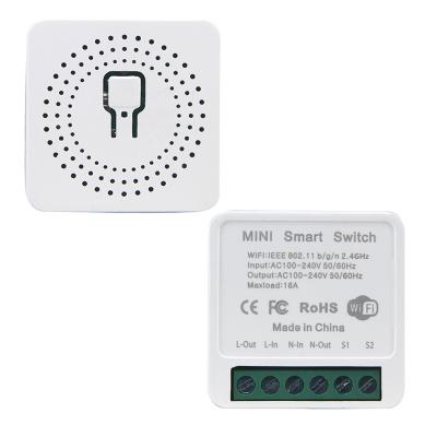 China WiFi Smart Light Switch with Alexa and Google Voice Aux Control Tuya and Life Smart APP Remote Control AC 100-240V 16A MINI S1 for sale