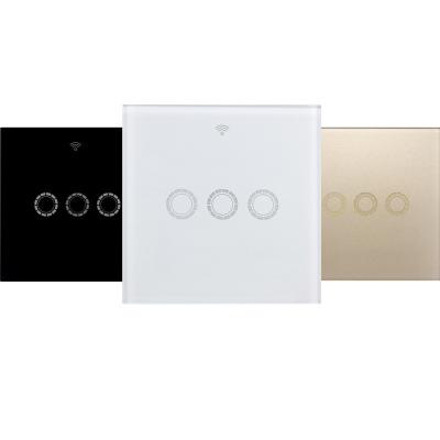 China Home Eu Standard Smart Switch WiFi Lighting Support Tuya Three Way Desktop and App with Alexa Google Assistant Voice Control for sale